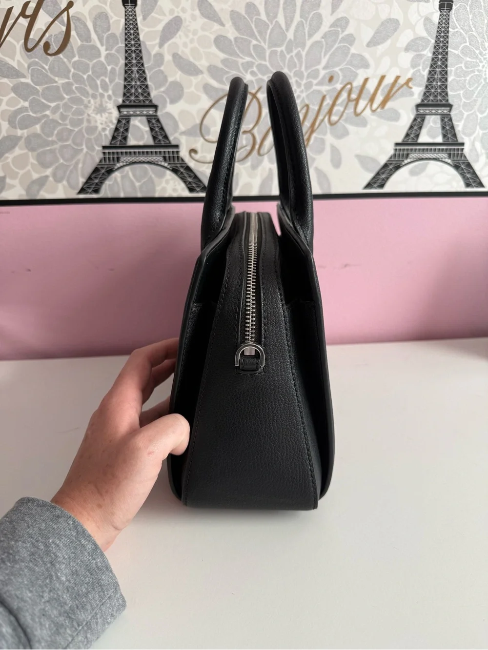 Michael Kors Black Pebbled Leather Structured Satchel